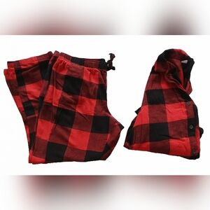 EUC Old Navy Women's Red and Black Buffalo Plaid 100% Cotton Pajama Set Size XL